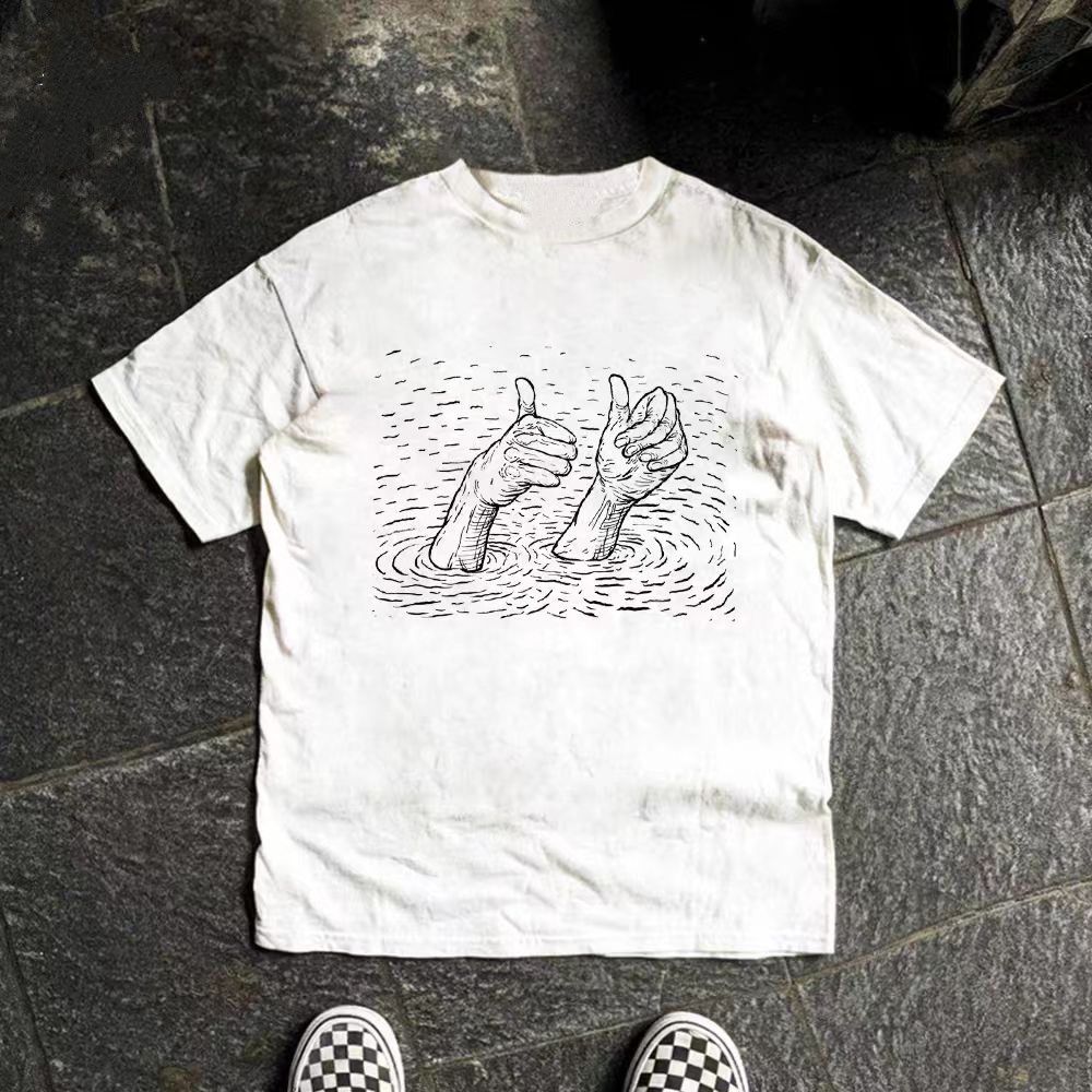 Vintage White washed vintage thumb print cotton t-shirt Size US M / EU 48-50 / 2 - 1 Thumbnail