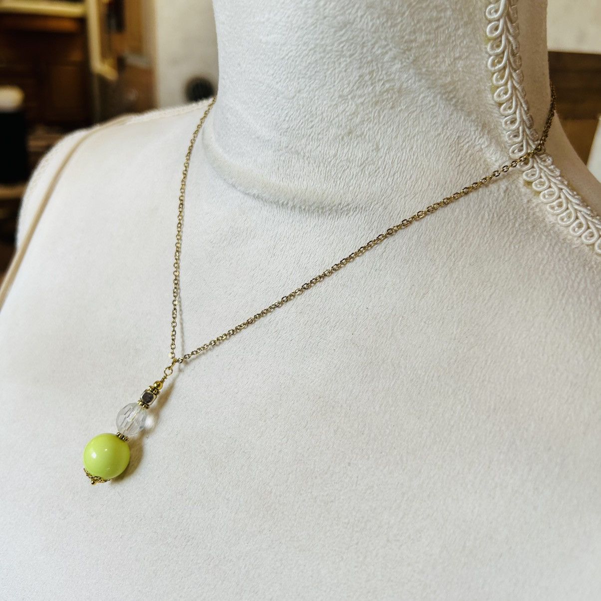 Handmade Handcrafted vintage bead faceted glass crystal drop necklace Size ONE SIZE - 4 Thumbnail