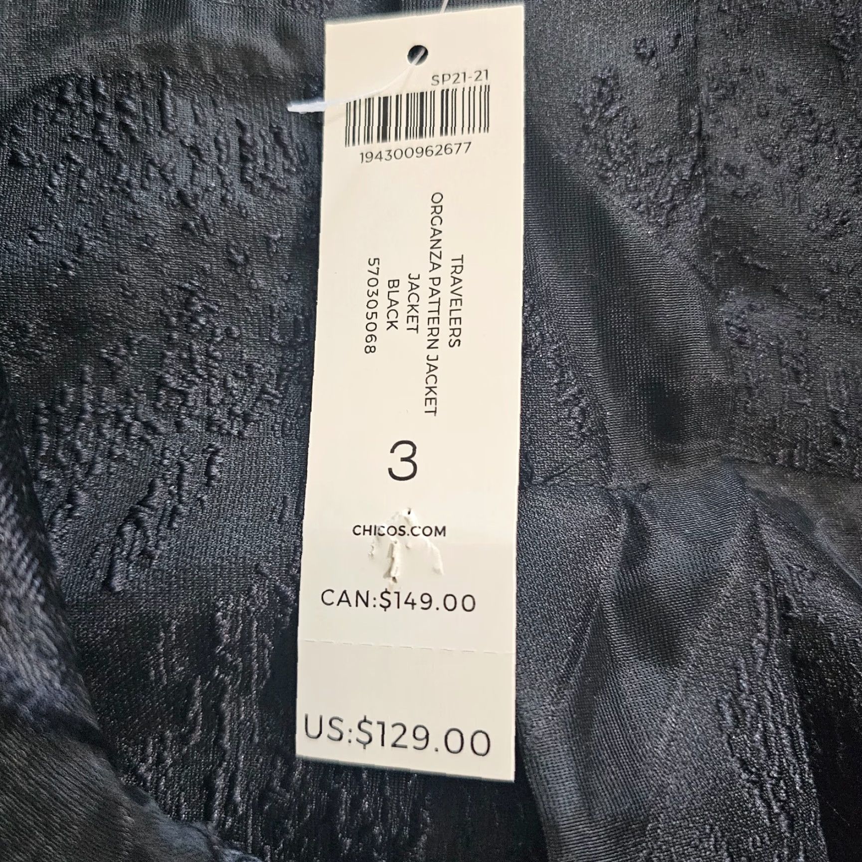 Vintage Chicos Travelers Jacket Womens XL Black Organza 3/4 Sleeve Sheer Open Classic Jacket Size XL / US 12-14 / IT 48-50 - 3 Thumbnail