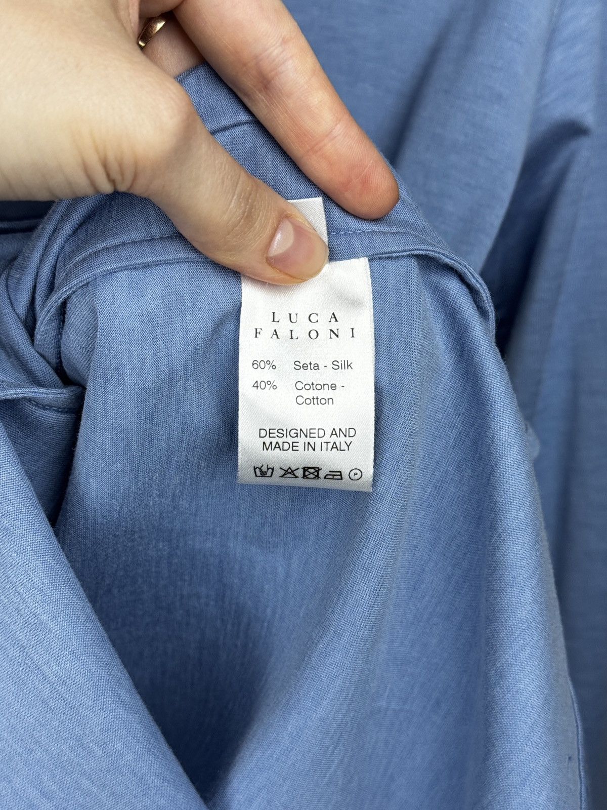 Other Luca Faloni Long Sleeve Shirt Silk-Cotton Sky Blue size S Size US S / EU 44-46 / 1 - 10 Thumbnail