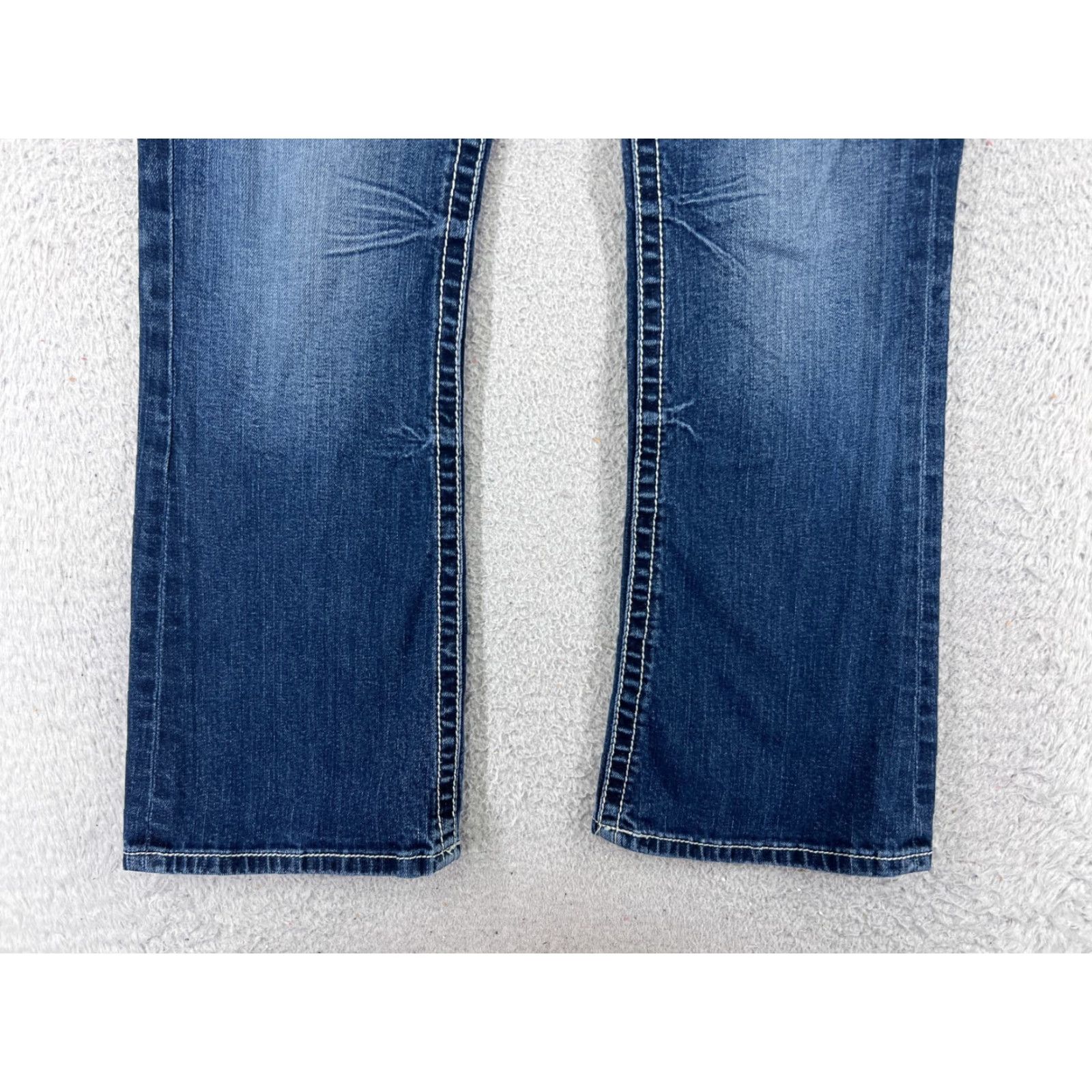 Vintage Maurices Jeans Women 11 Blue Denim Flare Low Distressed Cotton 32x29 Jeans Size 32" / US 10 / IT 46 - 2 Thumbnail