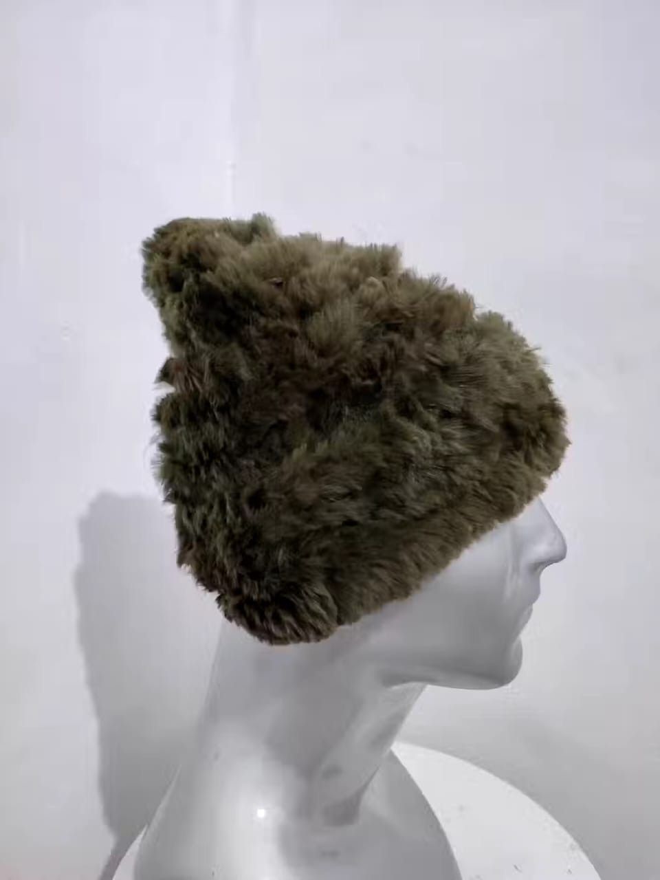 CA4LA CA4LA Olive Fur Rabbit beanie Hats Size ONE SIZE - 3 Thumbnail
