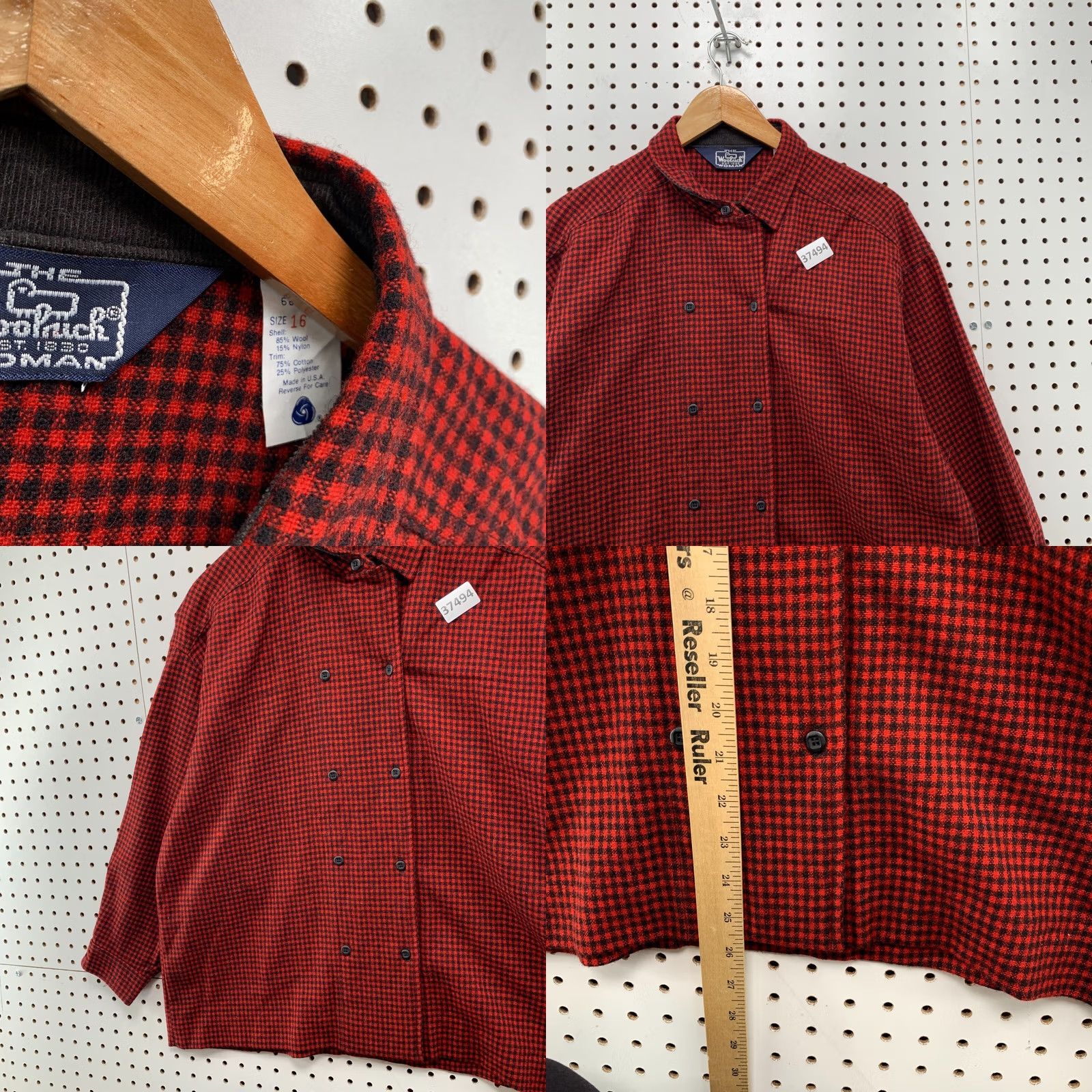 Vintage VINTAGE Woolrich Button Shirt Womens Size 16 Red Check Double Breasted Shirt Womens Size 16 Red Check Woolrich Button-Up Size XXL / US 16-18 / IT 52-54 - 8 Thumbnail