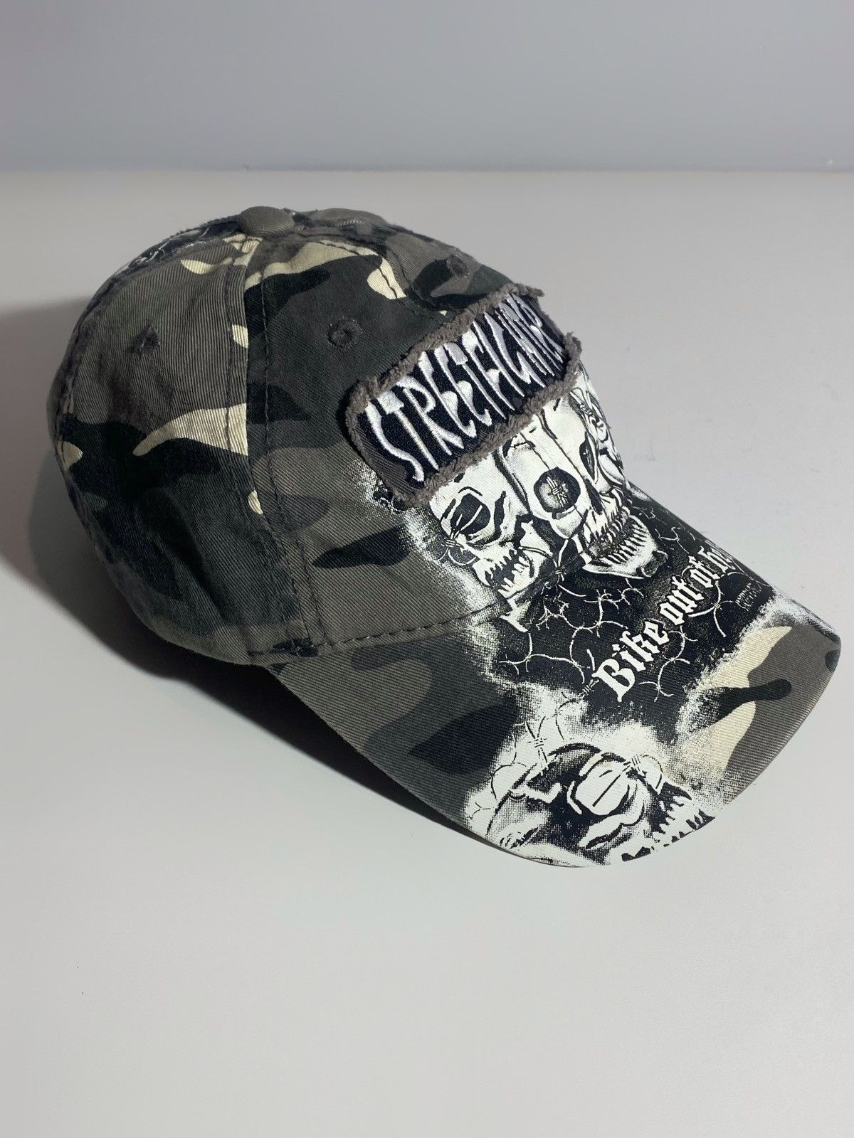 Hysteric Glamour Street Fighter Camo Skull Distressed Cap Harley Davidson Size ONE SIZE - 2 Thumbnail