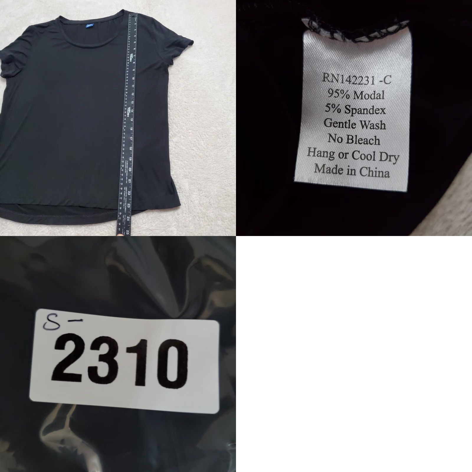Vintage Rip Skirt T-Shirt Women L Black Modal Spandex Casual Basic Capsule Everyday Top Short Sleeve Pullover Knit Shirt Size L / US 10 / IT 46 - 8 Thumbnail