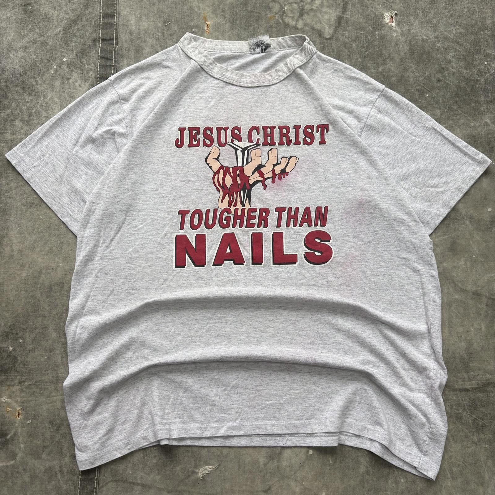 Vintage Vintage 90s Jesus Tougher Than Nails Bloody Graphic Shirt Size US XL / EU 56 / 4 - 1 Thumbnail