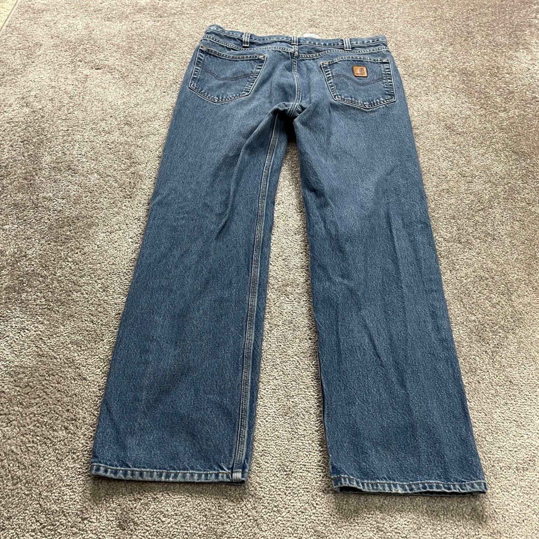 Carhartt Carhartt Jeans Mens 37x32 Relaxed Fit Denim Straight Medium Wash Blue 37in Inseam USA Logo Pants Mens Pare? Size US 37 - 2 Thumbnail
