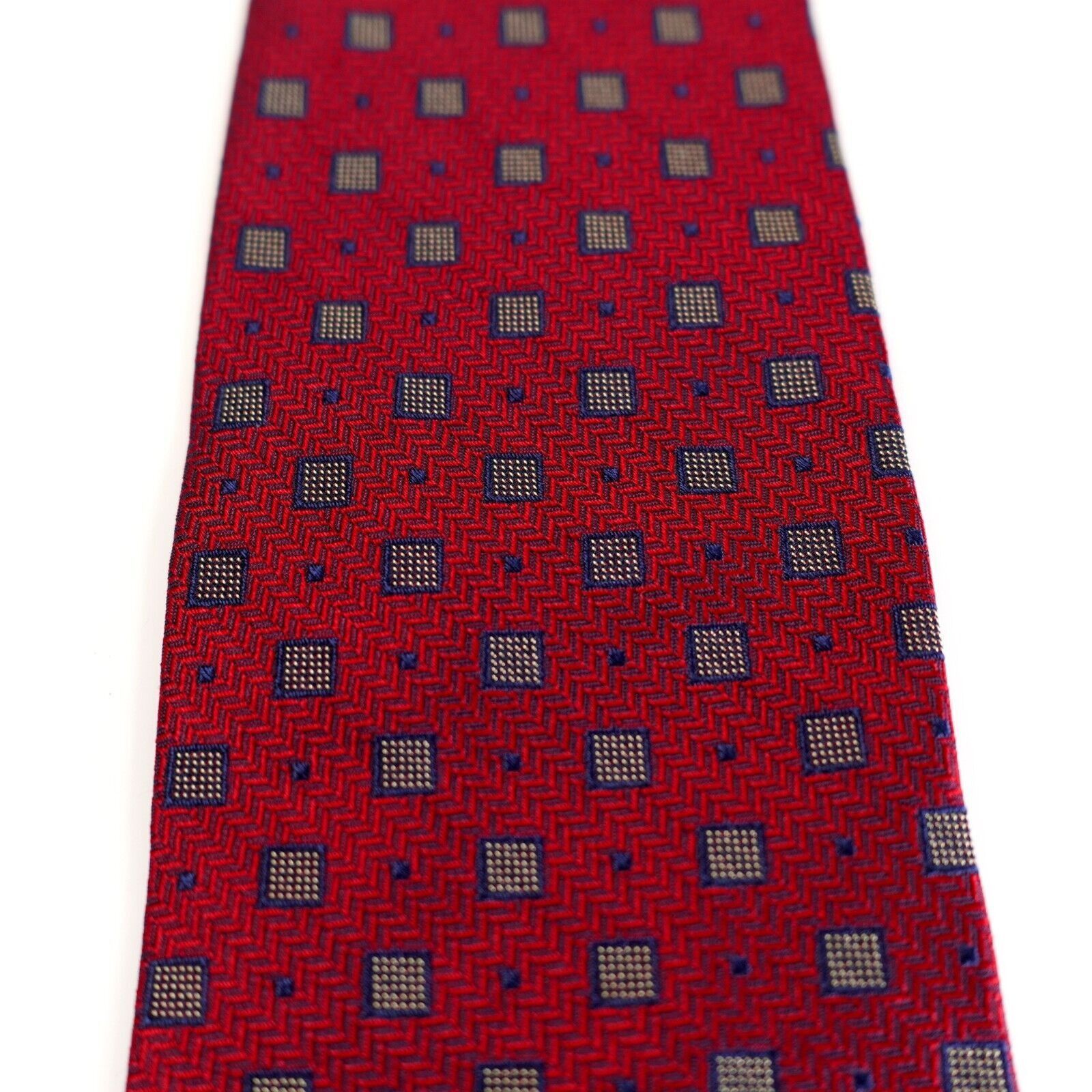 Jos. A. Bank Jos A Bank Red Geometric Houndstooth Woven Short Wide Silk T Size ONE SIZE - 2 Thumbnail