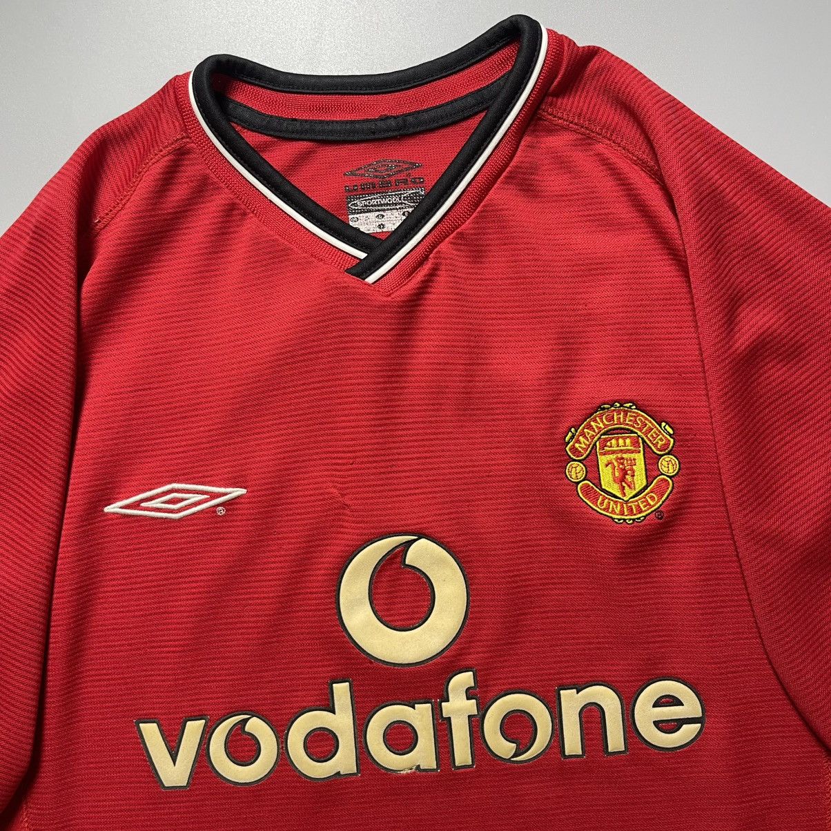 Vintage MAN UNITED UMBRO 2000/2001 FOOTBALL HOME JERSEY #7 BECKHAM Size US M / EU 48-50 / 2 - 4 Thumbnail