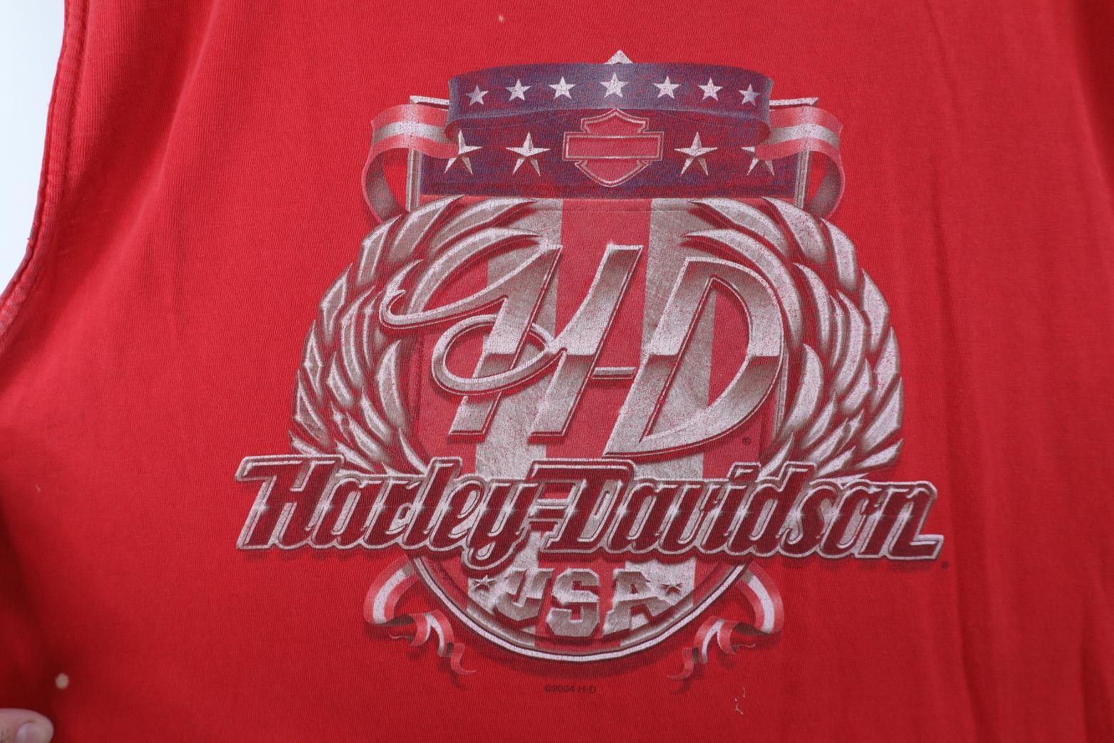 Harley Davidson Vintage Y2K 2004 Harley Davidson Wings Flag Muscle T-Shirt Size US XL / EU 56 / 4 - 4 Thumbnail