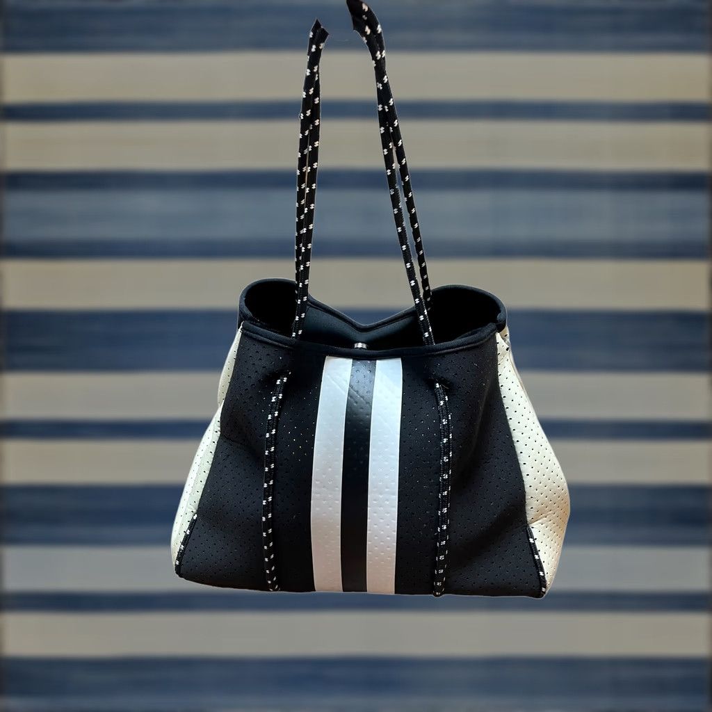 Parker Parker & Hyde Neoprene Tote Bag Black/White Women's Purse Shoulder/Handbag's Tote Bag 90s Womens Size ONE SIZE - 1 Thumbnail