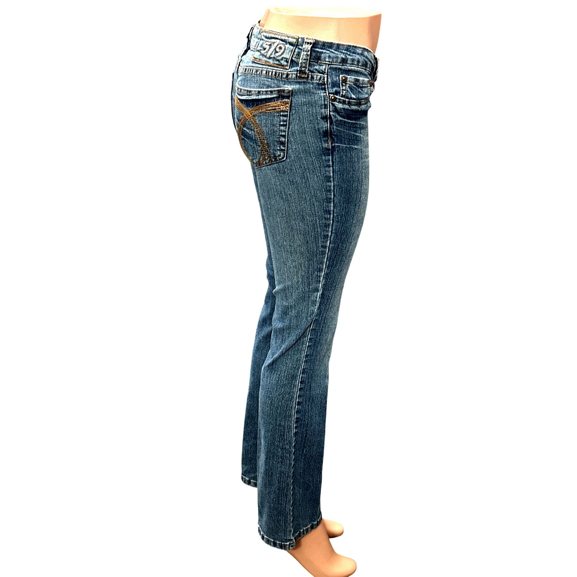 Other Authentic 579 Jeanswear Denim Blue Mid Rise Straight Leg Emb Size 31" - 4 Thumbnail