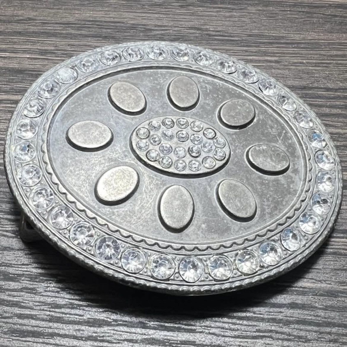 Other Vintage Western Rhinestone Antique Silver Metal Belt Buckle Size ONE SIZE - 1 Thumbnail