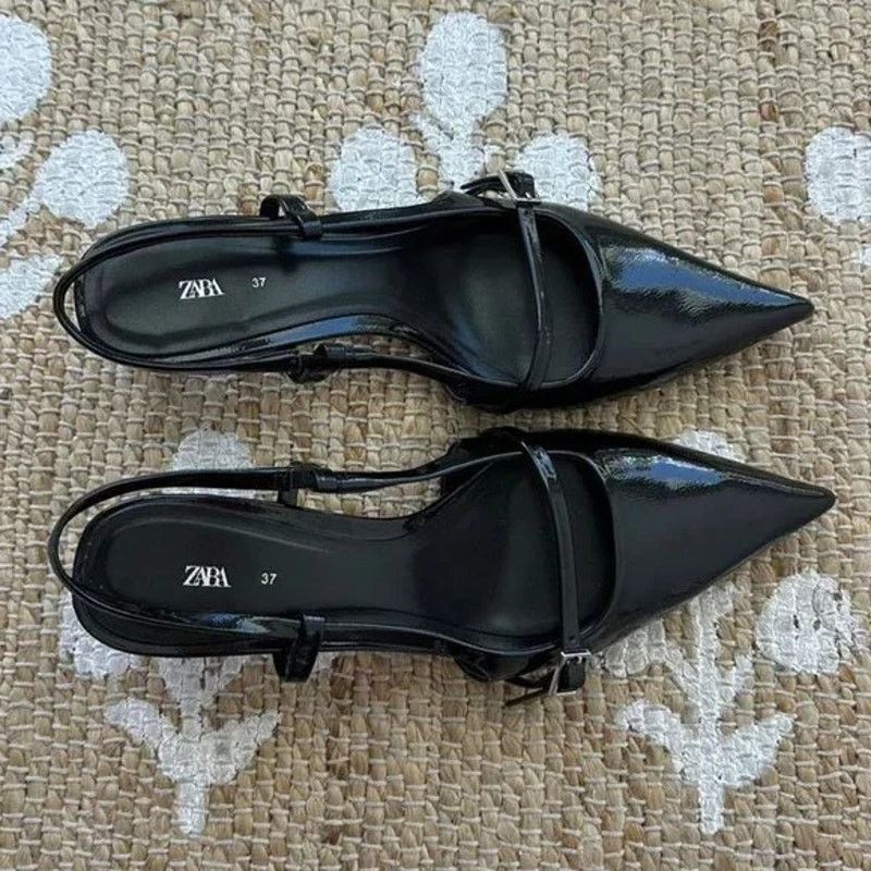 Zara ZARA Black Patent Slingbacks NWT Size 8 Size US 8 / IT 38 - 16 Thumbnail