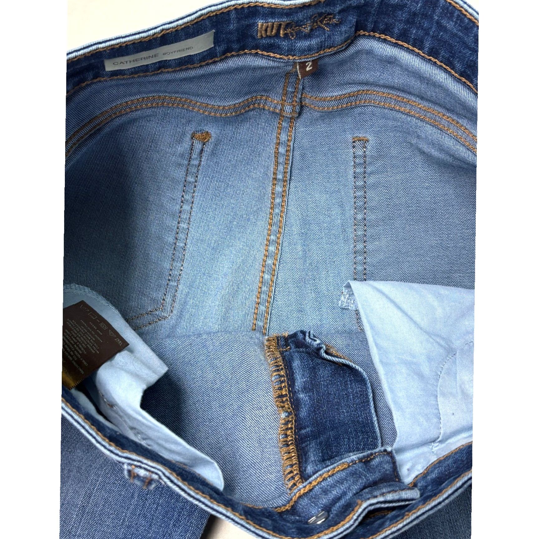 Vintage KUT from the Kloth Catherine Boyfriend Jeans Women's Patchwork Distressed Blue Jeans Size 2 Regular Mid Rise Adults Mens Womens Boys Girls Size 26" / US 2 / IT 38 - 4 Thumbnail