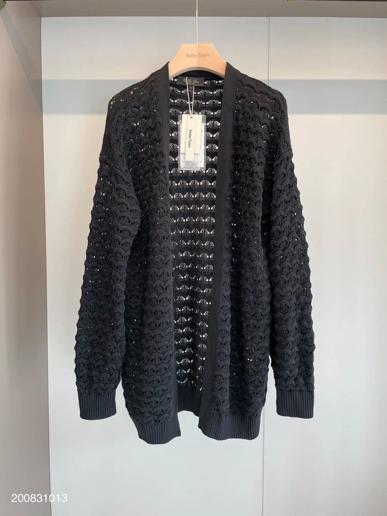 Loro Piana LORO PIANA Black silk cotton sweater cardigan Size L / US 10 / IT 46 - 1 Thumbnail