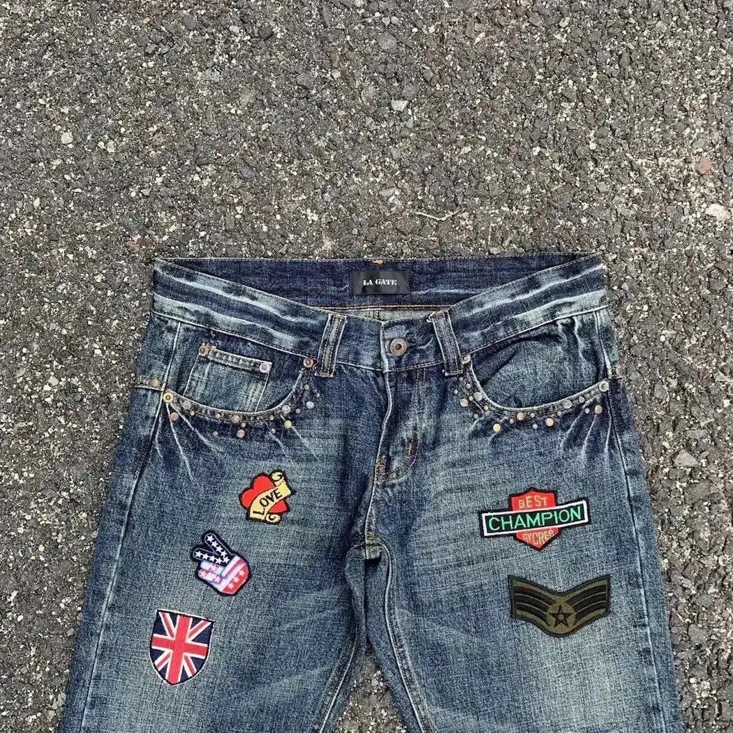Hysteric Glamour W33 L33🔥La Gate Jeans Embroidery Denim Studded Ripped Pants Size US 33 - 3 Thumbnail