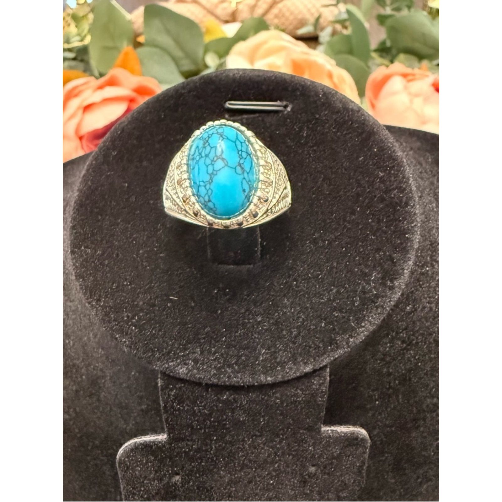 & Other Stories Turquoise Howlite Cabochon Statement Ring Size ONE SIZE - 4 Thumbnail