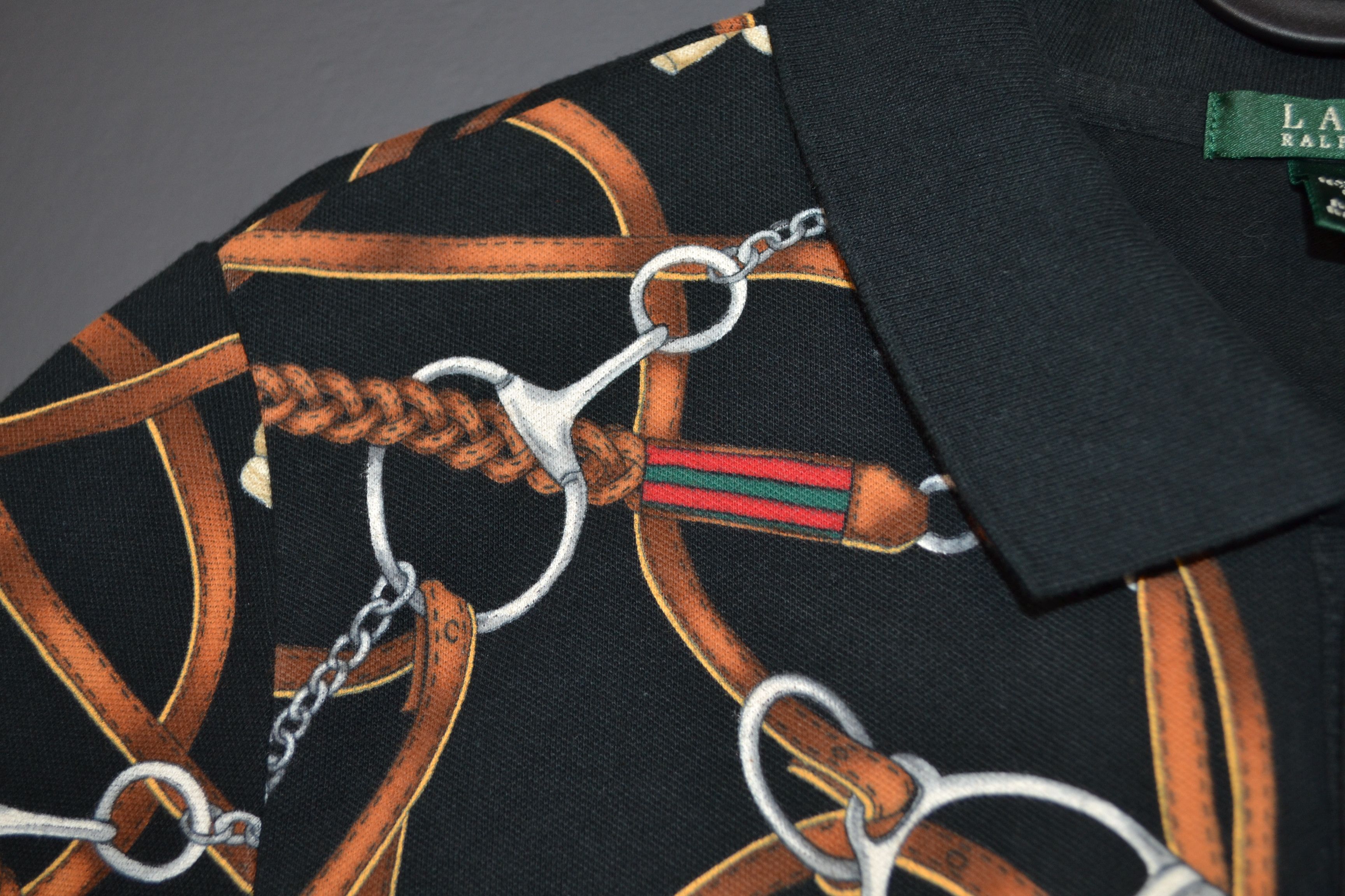 Ralph Lauren Ralph Lauren Black Equestrian Bridle Print Polo Shirt L Size L / US 10 / IT 46 - 8 Thumbnail