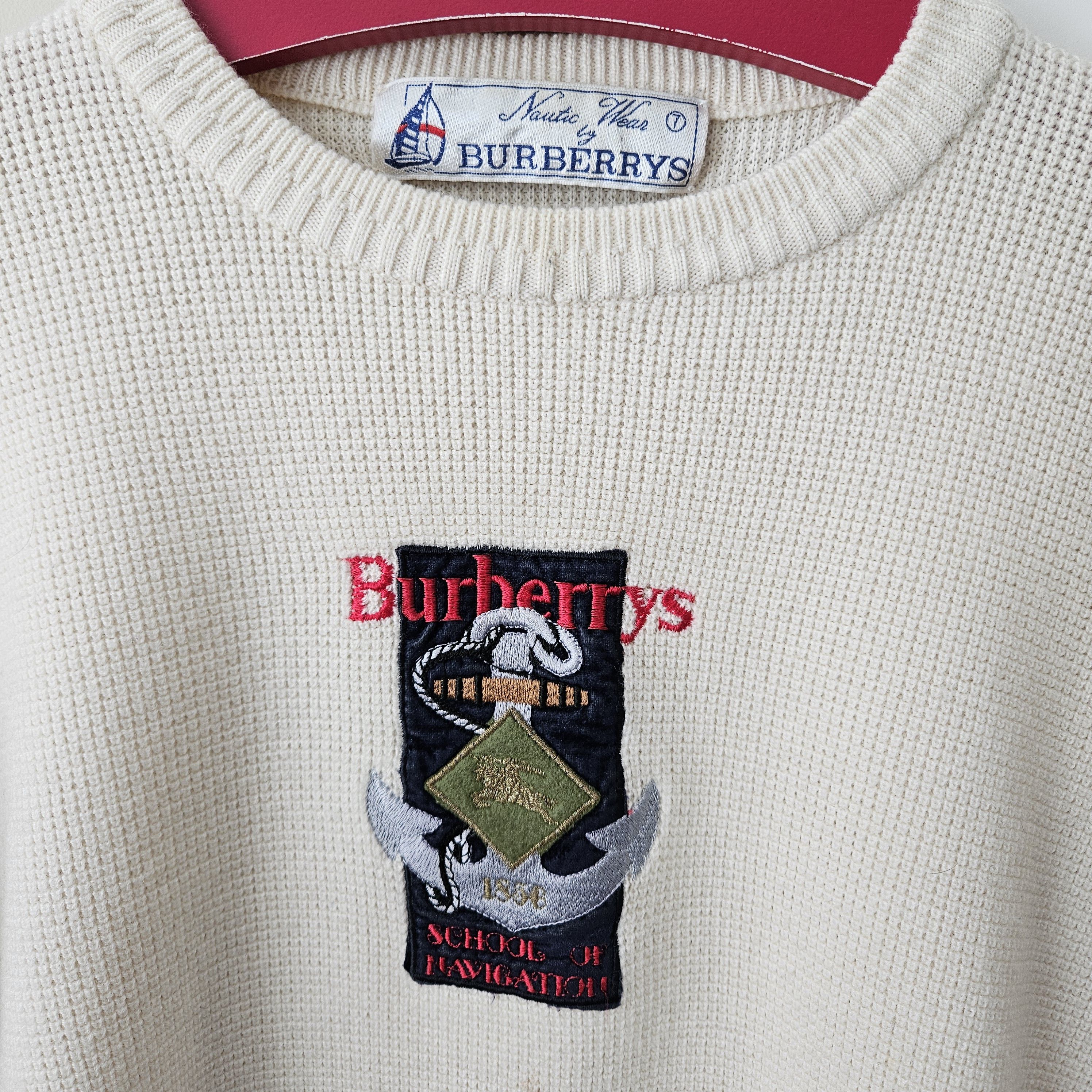 image of Burberry Cream Nautical Knit Sweater in White, Men's (Size Medium)