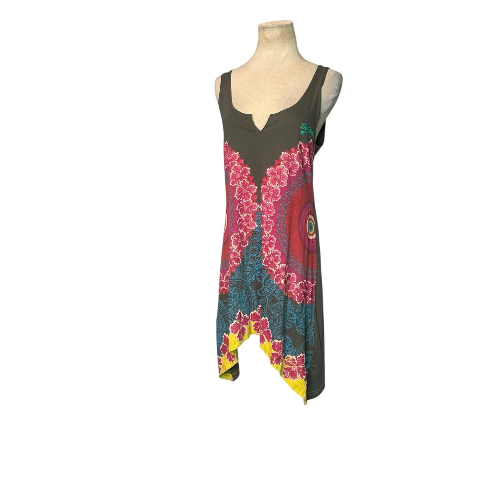 Desigual Desigual Green and Pink Asymmetrical Tunic Dress size Medium Size M / US 6-8 / IT 42-44 - 9 Thumbnail