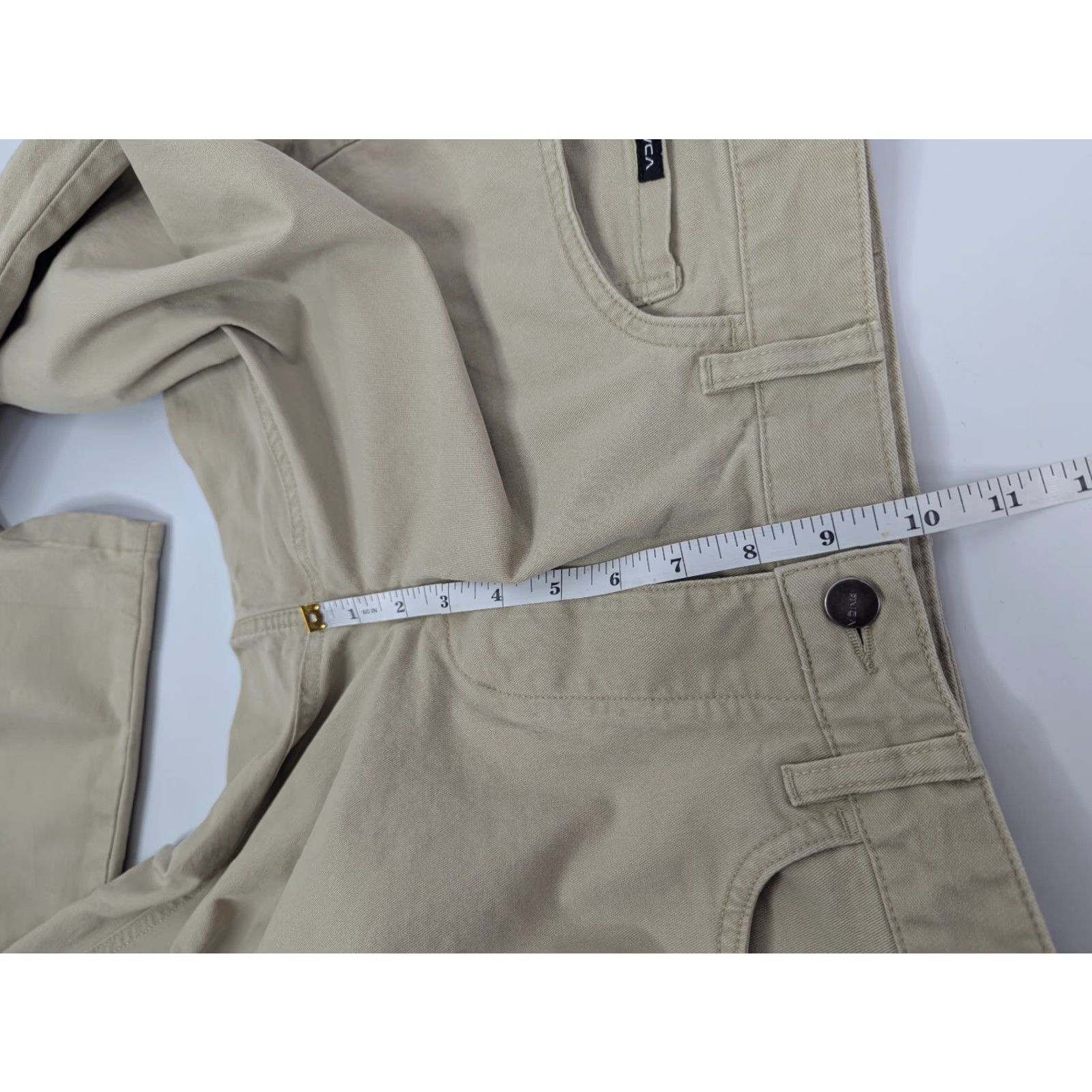 RVCA RVCA Weekend Fit Pants Men's 30 Khaki Chino Rope Belt Loops Flat Front Regular Straight 32x32 Casual Autumn Spring Summer Winter Beig/Beige Size US 30 / EU 46 - 7 Thumbnail