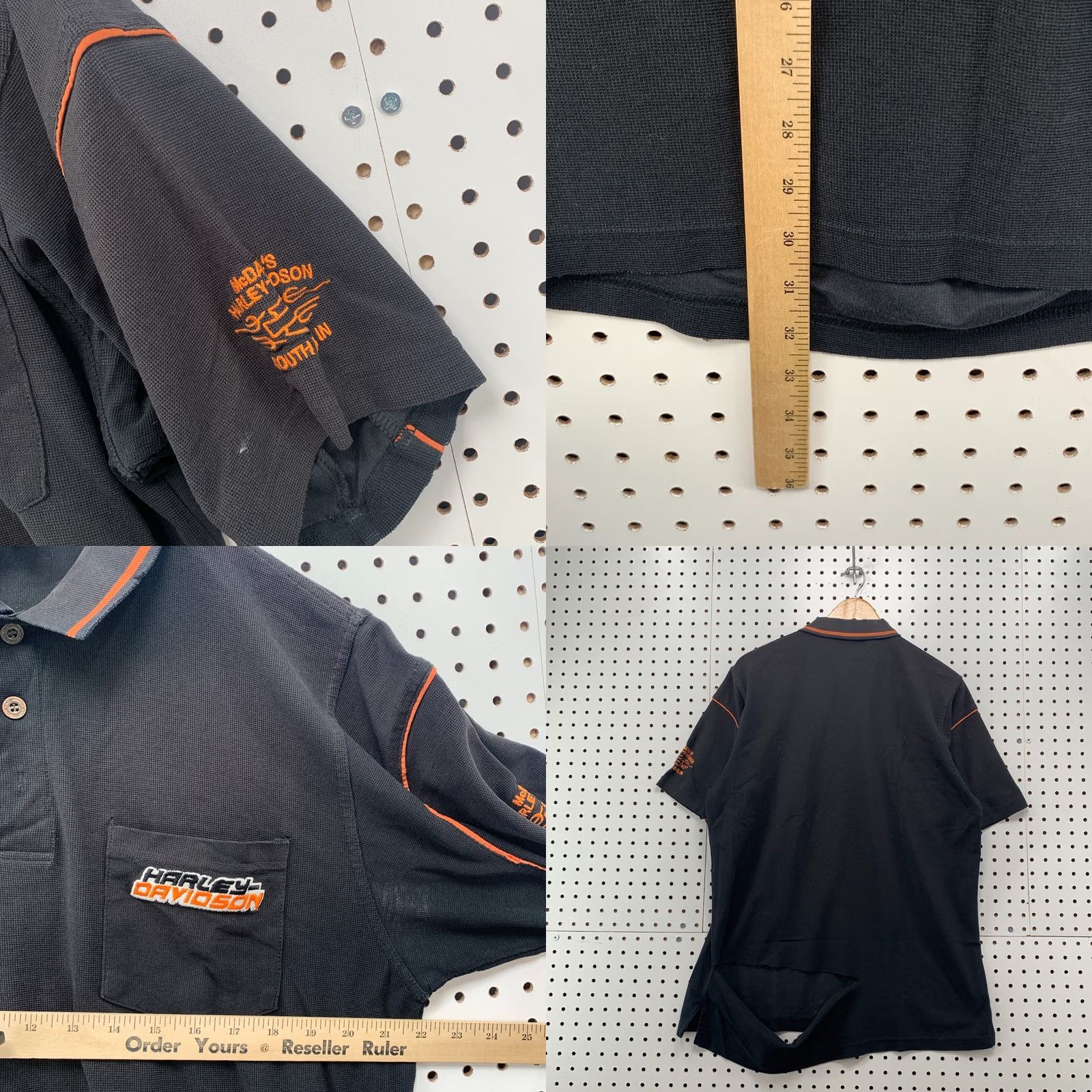 Harley Davidson Harley-Davidson Motorcycle Pocket Polo Shirt Black Orange Mens Large 22x31 Size US L / EU 52-54 / 3 - 9 Thumbnail