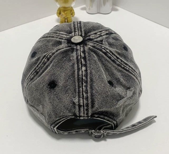 Japanese Brand Vintage rare washed jacquard frayed fringe denim cap Size ONE SIZE - 3 Thumbnail