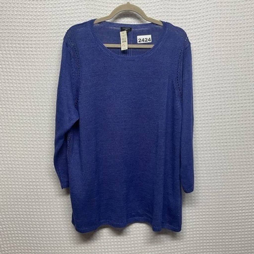 Talbots NWT Talbots Linen Knit Long Sleeve ScoopNeck Sweater Women3X Size 3XL / US 20-22 - 1 Thumbnail