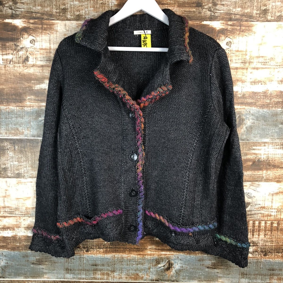 Homespun Knitwear Chaminos V vintage Black Cardigan Knitwear #A1695 Size US M / EU 48-50 / 2 - 3 Thumbnail