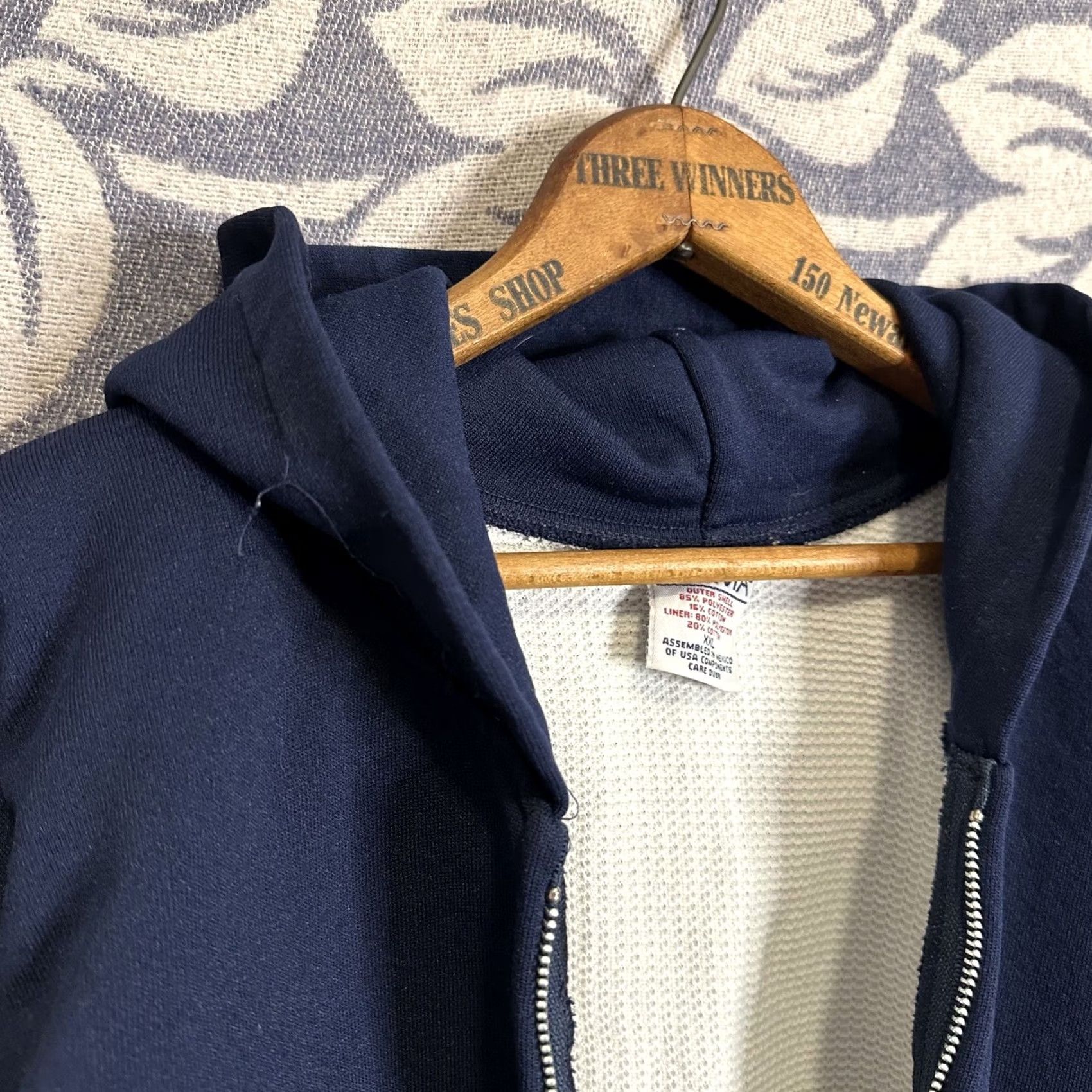 Vintage VINTAGE Pluma Hoodie Knit Zip-Up Navy Blue White XL 90s Thermal Hooded Men’s Jacket Size US XL / EU 56 / 4 - 2 Thumbnail