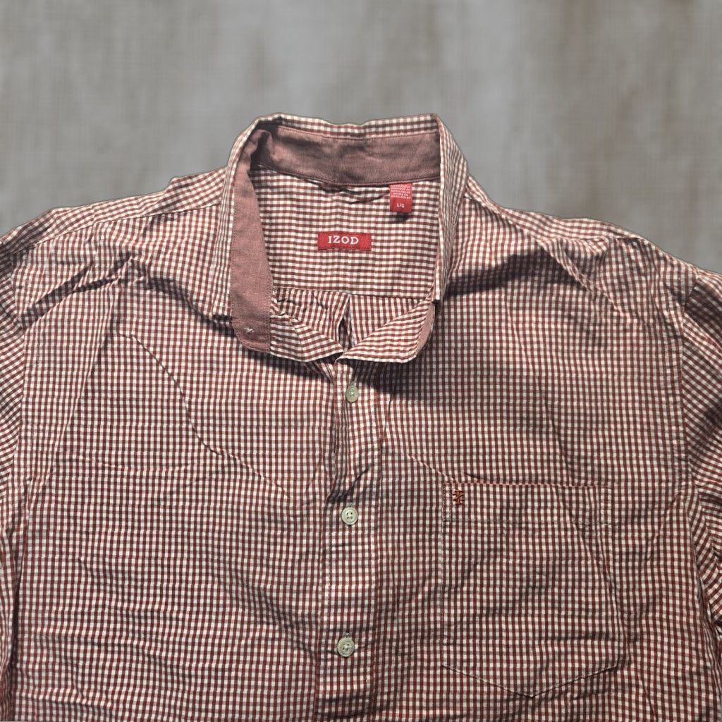 Izod Izod Shirt Check Red Button-Up Long Sleeve Adult Men's Size L Size US L / EU 52-54 / 3 - 1 Thumbnail