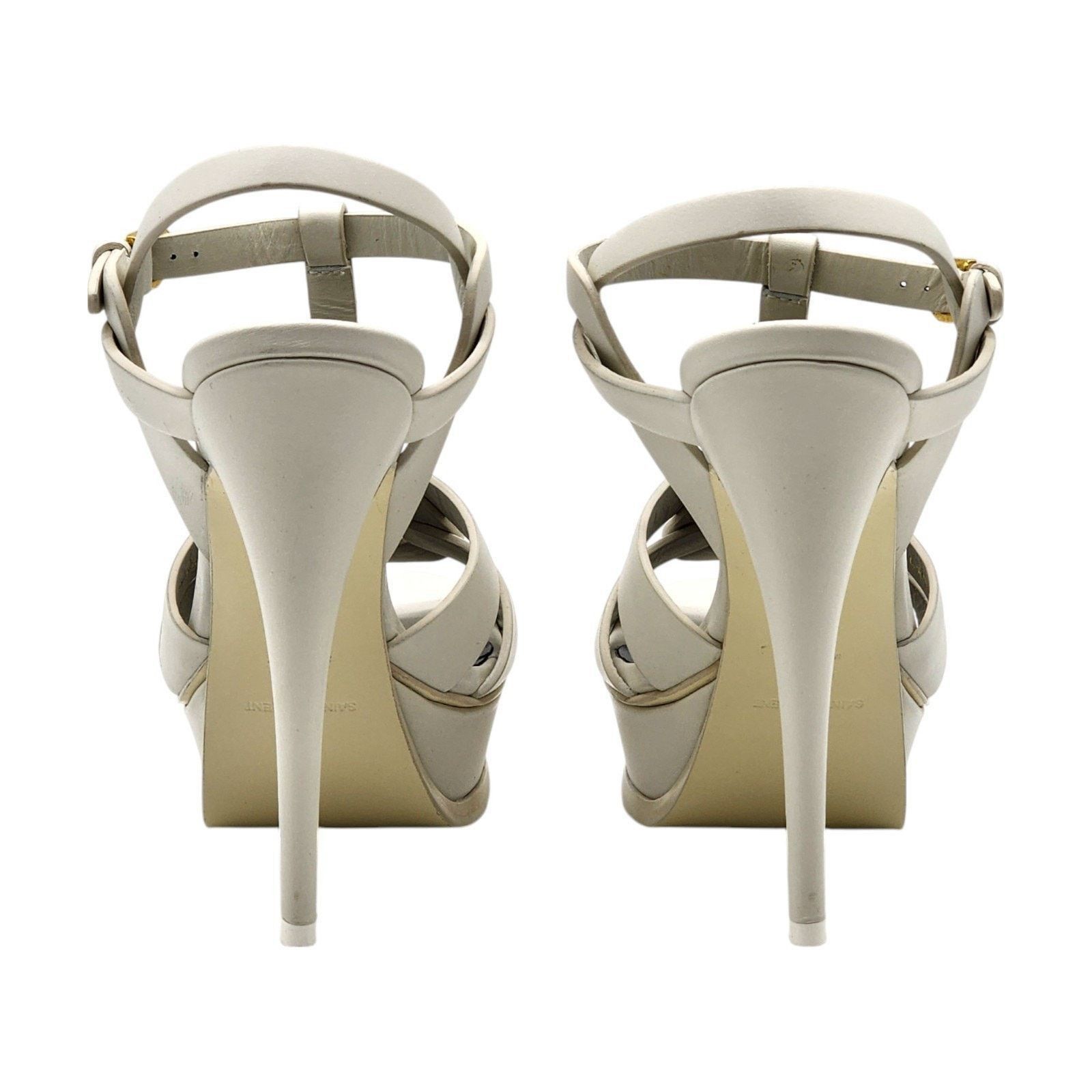 Saint Laurent Paris Tribute Platform Leather Pumps White EU 40 US 9.5 - $1100 Size US 10 / IT 40 - 5 Thumbnail