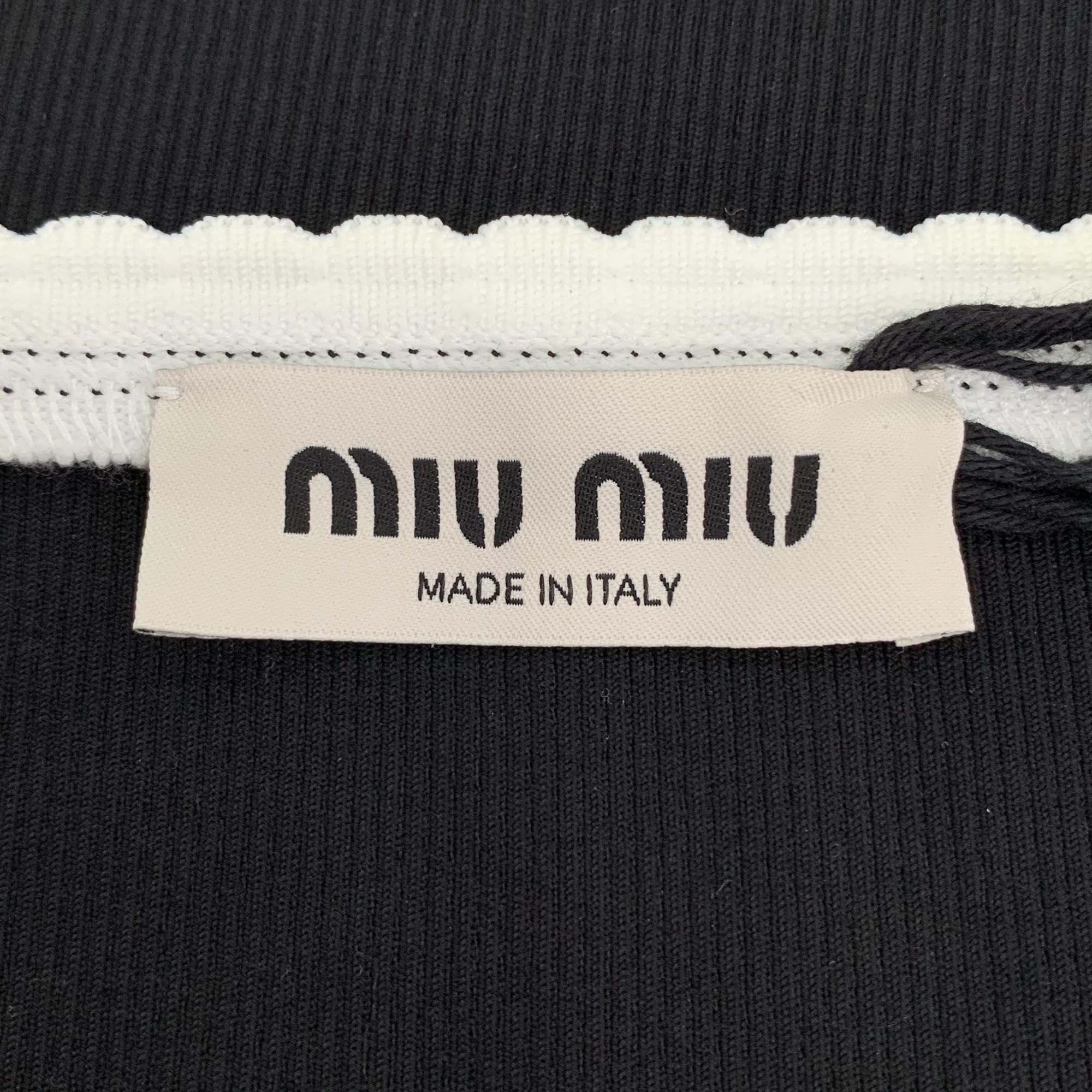 Miu Miu Miu Miu Black Cotton Knit Logo Skirt Made In Italy Sz M New Size 28" / US 6 / IT 42 - 2 Thumbnail