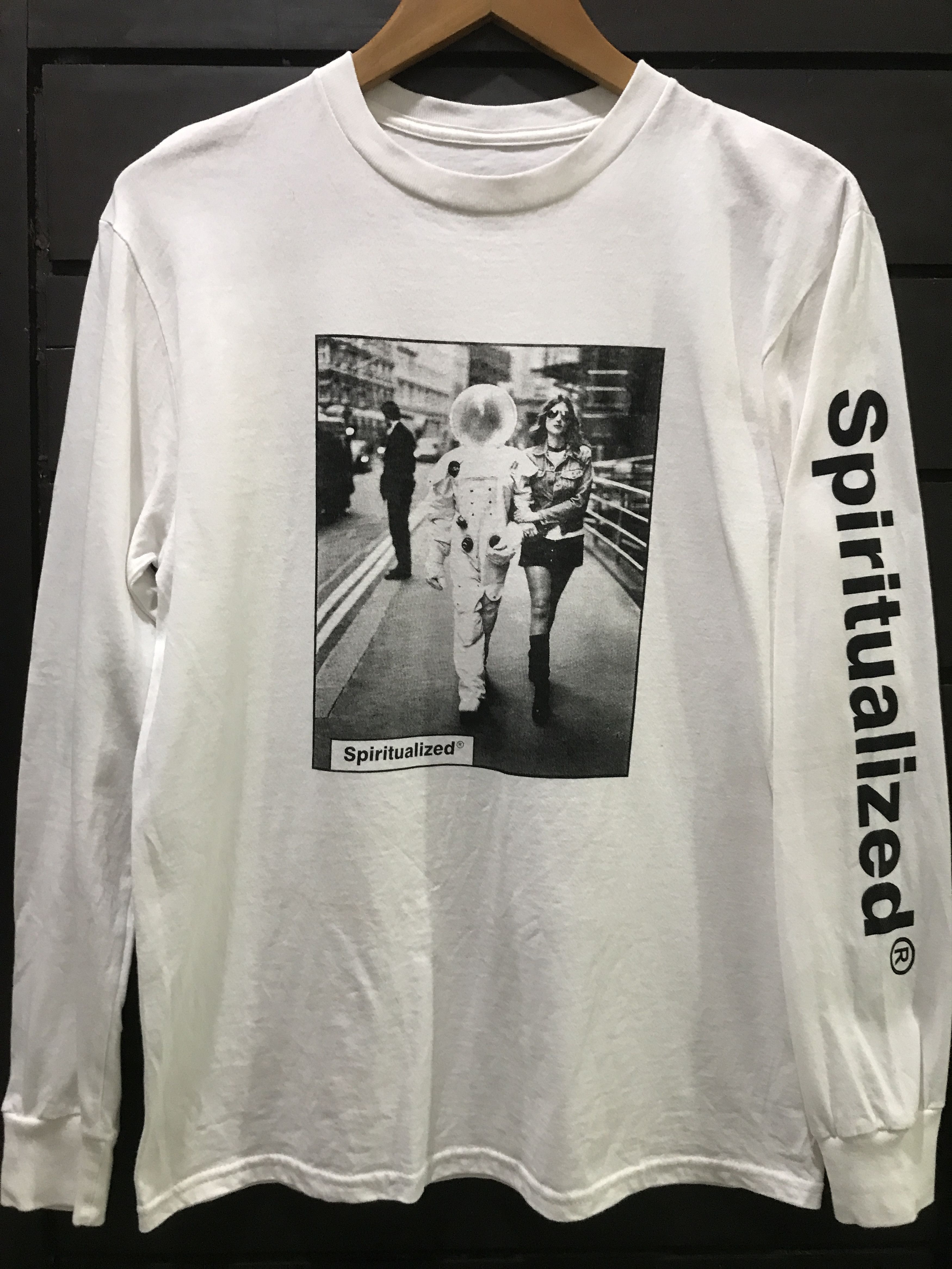 image of Band Tees x Grail Vintage Spiritualized ‘Space Rock Music' Longsleeve in White, Men's (Size Large)