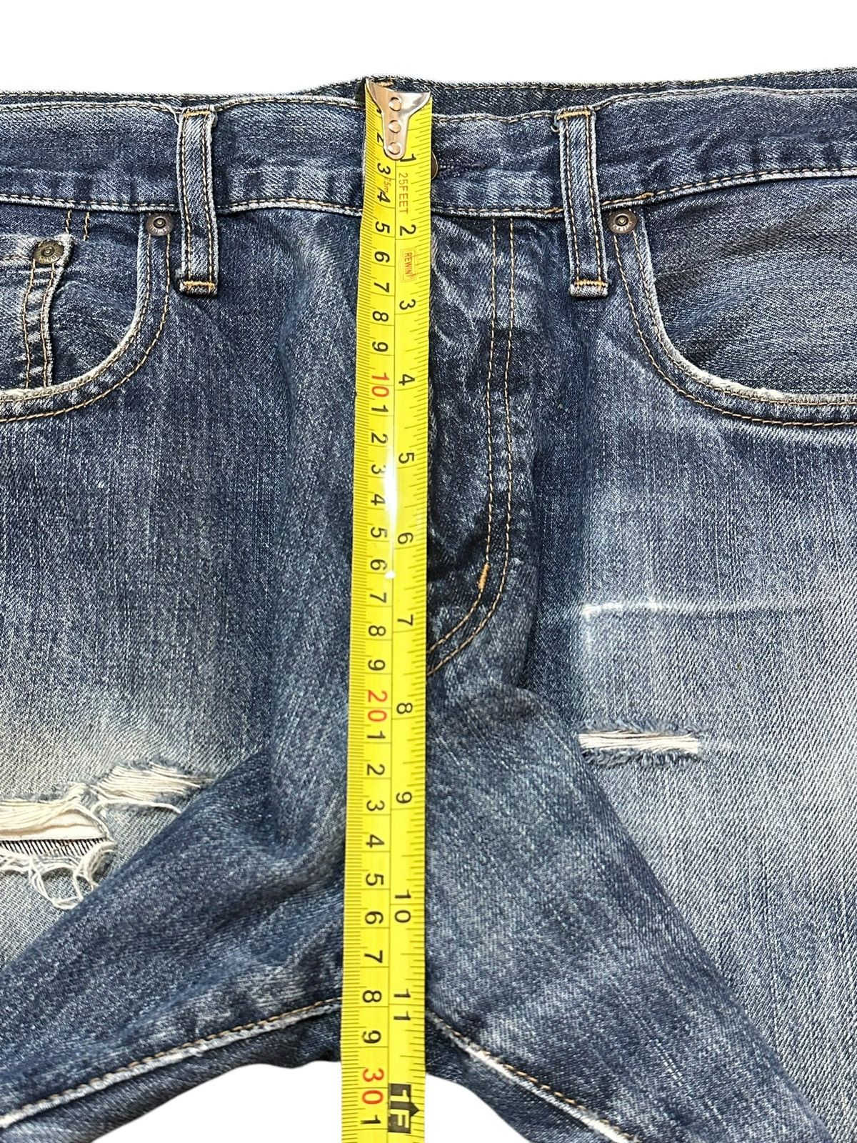 GU Vintage Japanese Brand GU Faded Wash Distressed Baggy Jeans Size US 34 / EU 50 - 15 Thumbnail