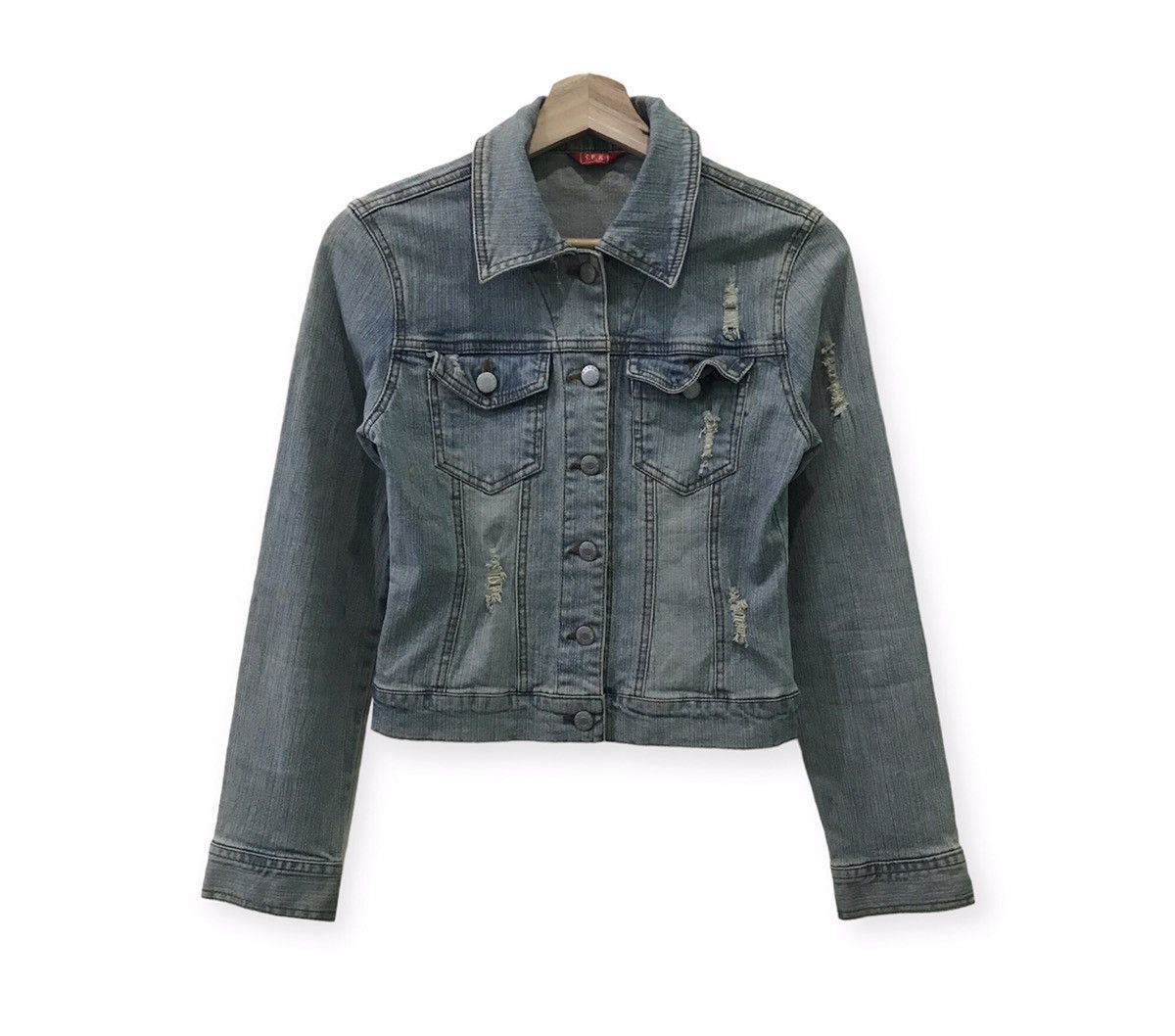 Japanese Brand Japanese Brand S.P.R Distress Denim Jacket Size XS / US 0-2 / IT 36-38 - 1 Thumbnail
