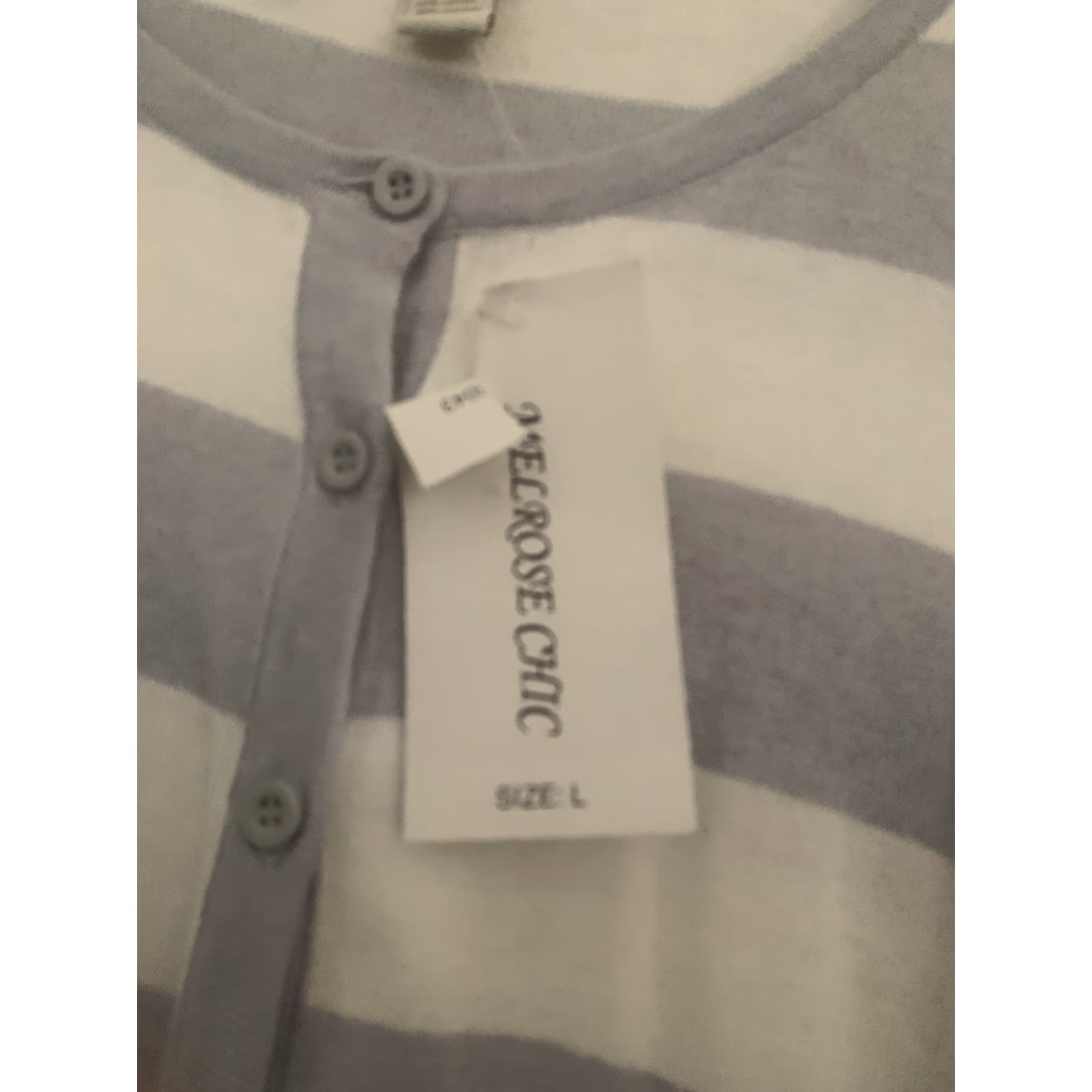 Vintage Melrose Chic New York Women Gray White Striped Button up Cardigan Size L NWT Size L / US 10 / IT 46 - 2 Thumbnail