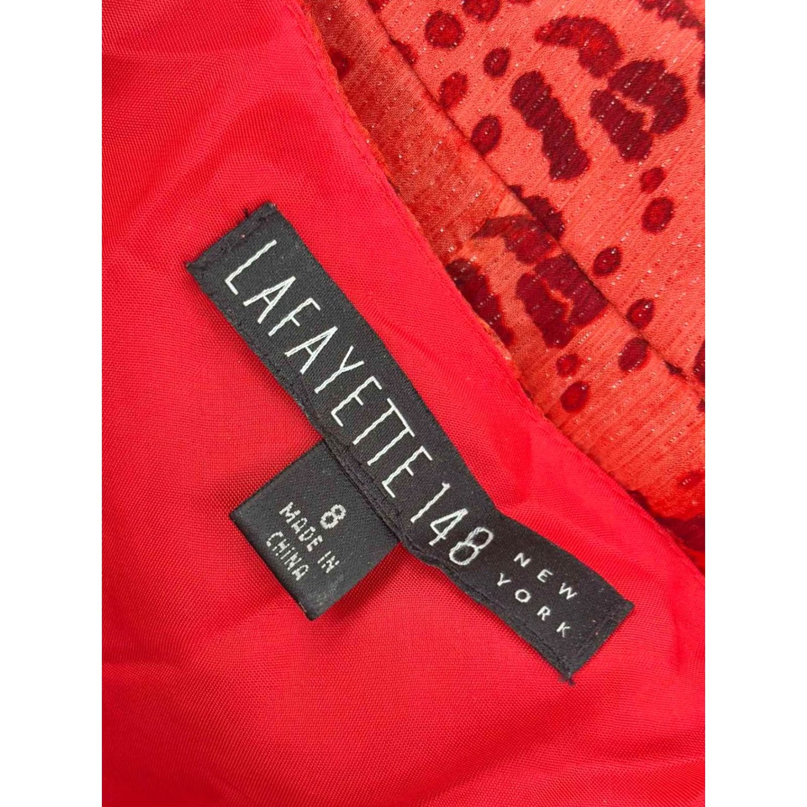 VINTAGE Lafayette 148 Orange Size 8 Printed A-Line Skirt Set