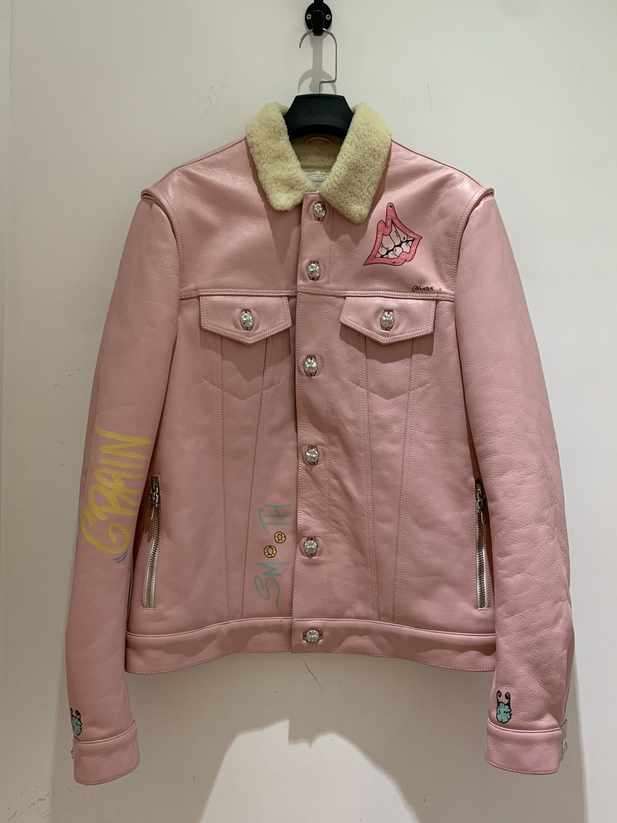 Chrome Hearts Matty boy 1 of 1 pink shearling leather jacket Size US L / EU 52-54 / 3 - 1 Thumbnail