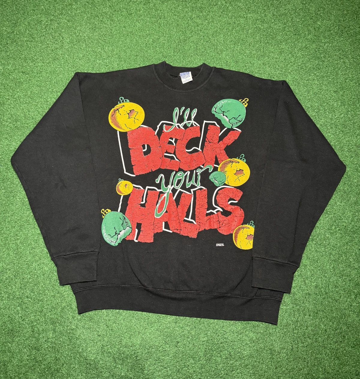 Vintage Vtg 90s Deck Your Halls Ugly Christmas Funny XL Sweatshirt Size XL / US 12-14 / IT 48-50 - 1 Thumbnail