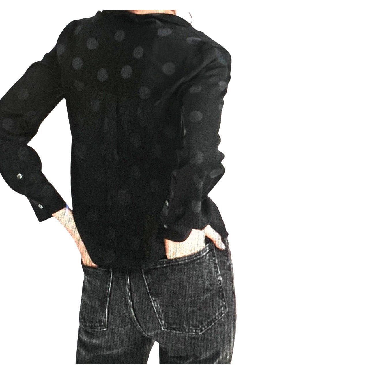 Madewell Madewell Jacquard Dot Black Button Up Shirt Top XS Size XS / US 0-2 / IT 36-38 - 3 Thumbnail