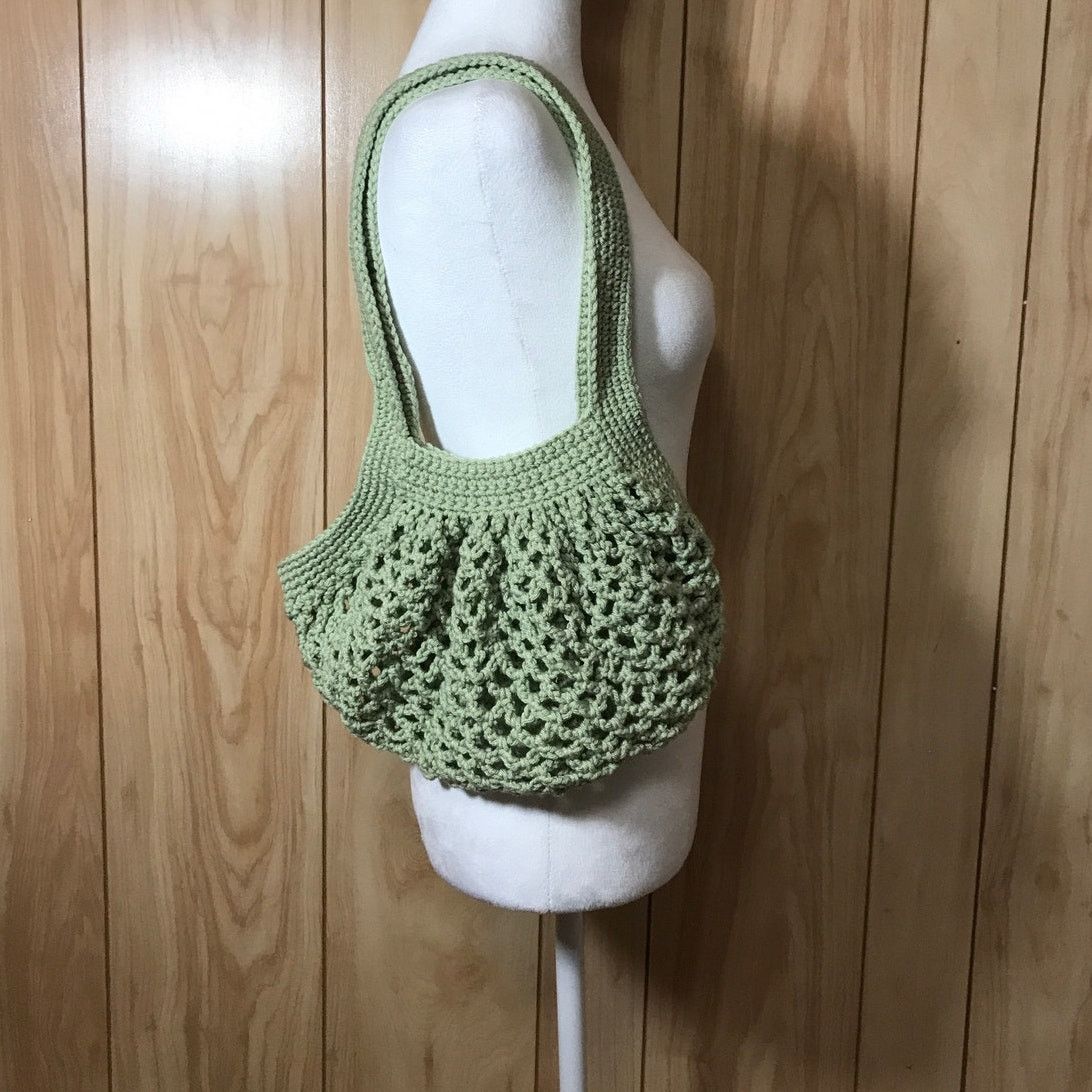 Handmade NWT Green Handmade Crocheted Market Mesh Bag by Dawny M Size ONE SIZE - 1 Thumbnail