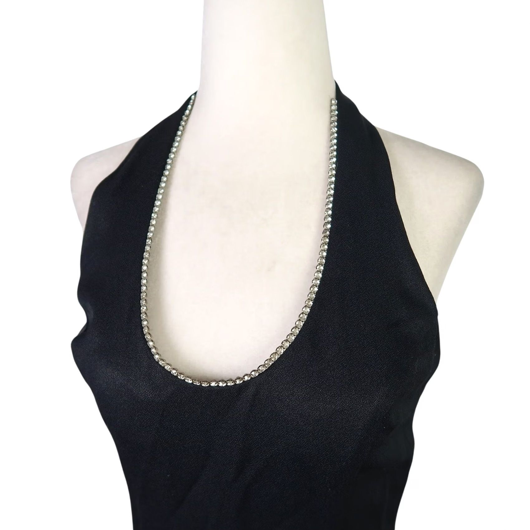 Jessica McClintock VINTAGE Jessica McClintock Gunne Sax Black Rhinestone Halter Mini Dress 6 Womens Party Cocktail 90s Size M / US 6-8 / IT 42-44 - 2 Thumbnail