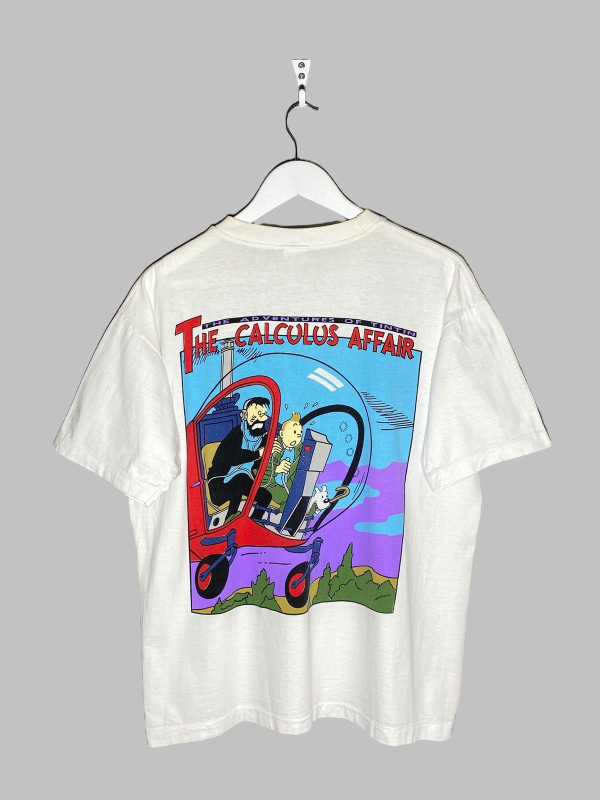 🔥 90s TINTIN CALCULUS AFFAIR TEE AIRLIFT ACTION RETRO COMIC