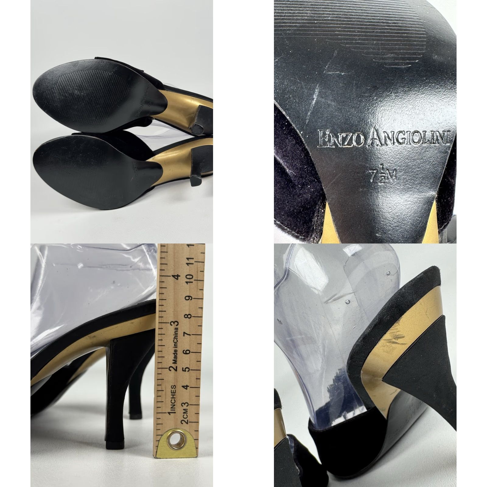 Vintage VINTAGE Enzo Angiolini Black Gold Bejeweled Open Toe Heels Pump Size 7.5 Women Size US 8 / IT 38 - 8 Thumbnail
