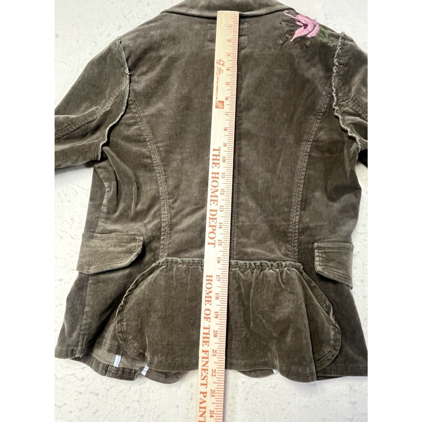 Sugar Sugarlips Sugar Lips Embroidered Hippie Jacket Blazer Button – Women L Brown Suede Cotton Coat, All Seasons, Casual, Festival, Travel Size L / US 10 / IT 46 - 4 Thumbnail