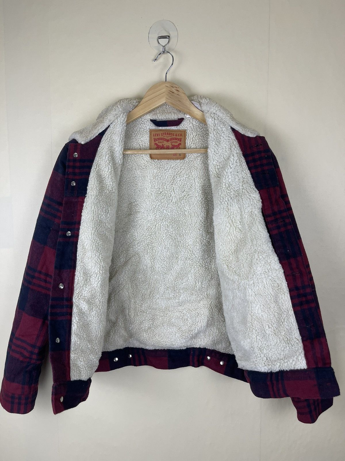 Levi's × Levi's Vintage Clothing × Vintage VINTAGE LEVIS Red Tartan Sherpa Trucker Jacket Size US S / EU 44-46 / 1 - 11 Thumbnail