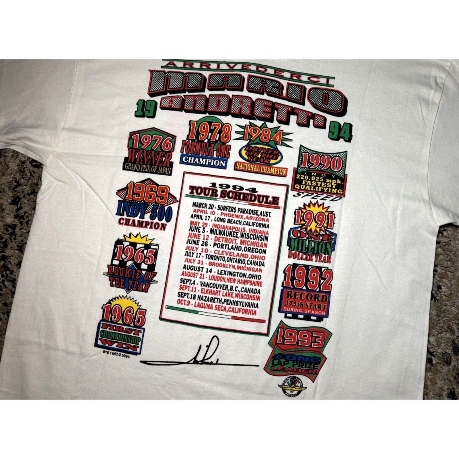 Doublet VINTAGE 90s Indy 500 MARIO ANDRETTI Arrivederci Double Sided XL Mens Size US XL / EU 56 / 4 - 2 Thumbnail