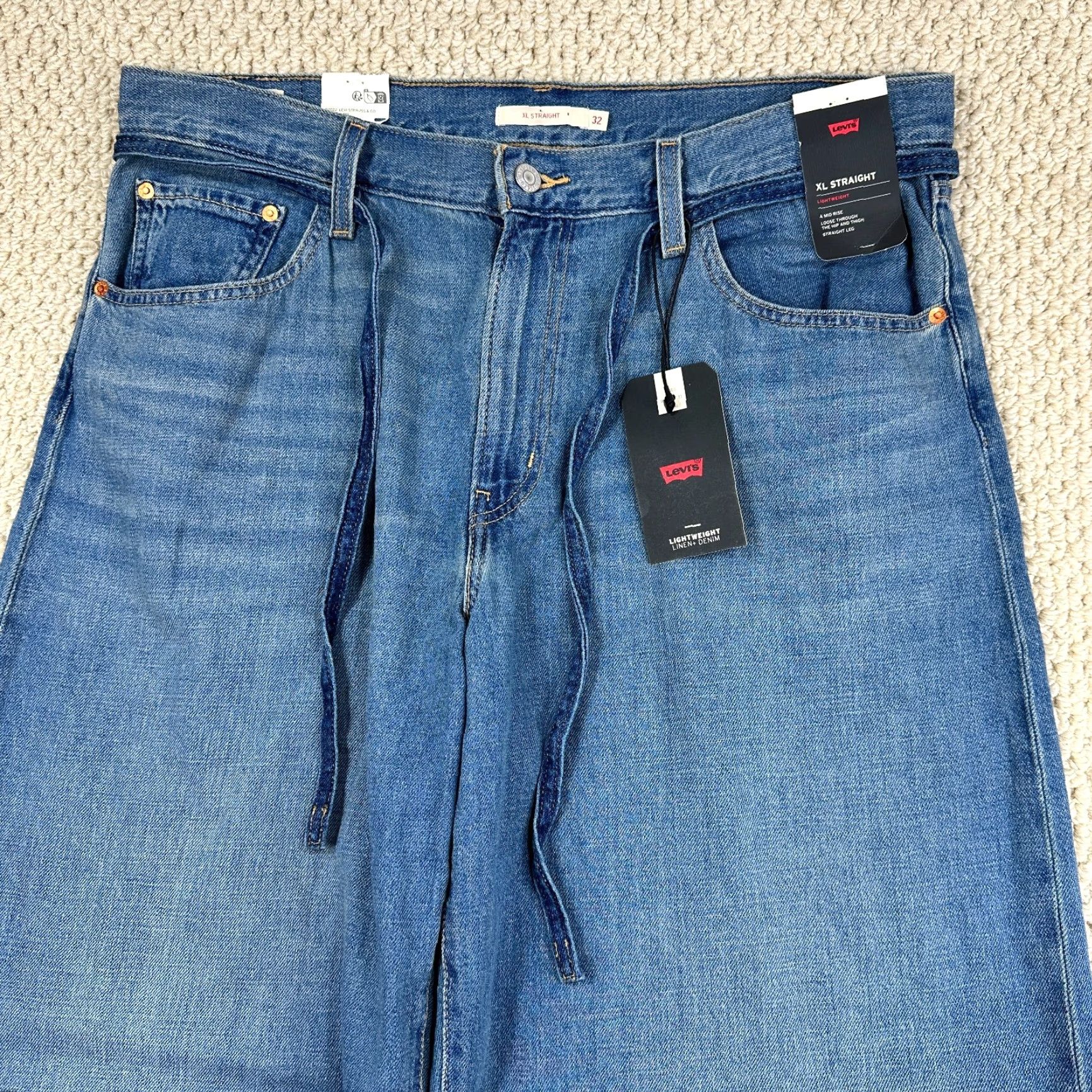 VINTAGE Levis XL Straight Jeans Women 32x31 Blue Denim Cotton Linen Wide Leg Baggy - Levi's Jeans - 80s Grunge Retro USA Mens?